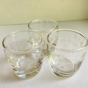 Etched shot glasses vines and berries set of three in clear glass 2 oz